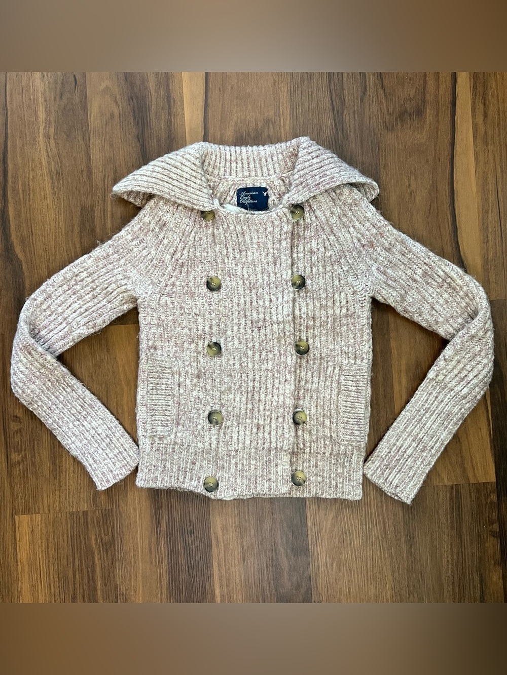 Y2K 2010 American Eagle wool blend thick double breasted zip up sweater